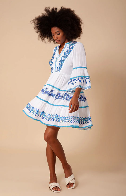 Hale Bob Taliah Embroidered Crinkle Gauze Dress