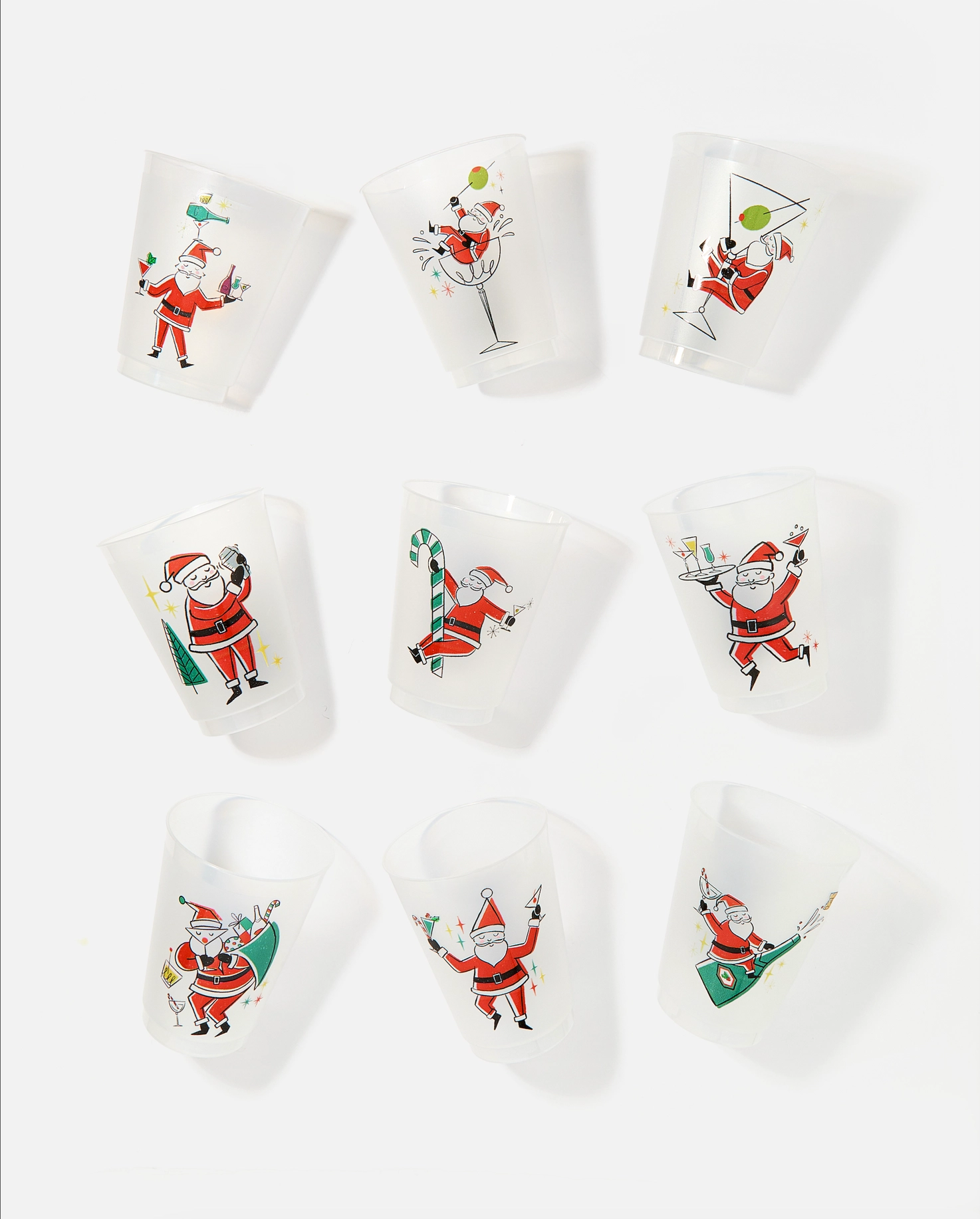 Sippin' Santas Frosted Cups | Set of 9