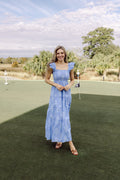 Blue Floral Flutter Strap Maxi Dress SU26128B