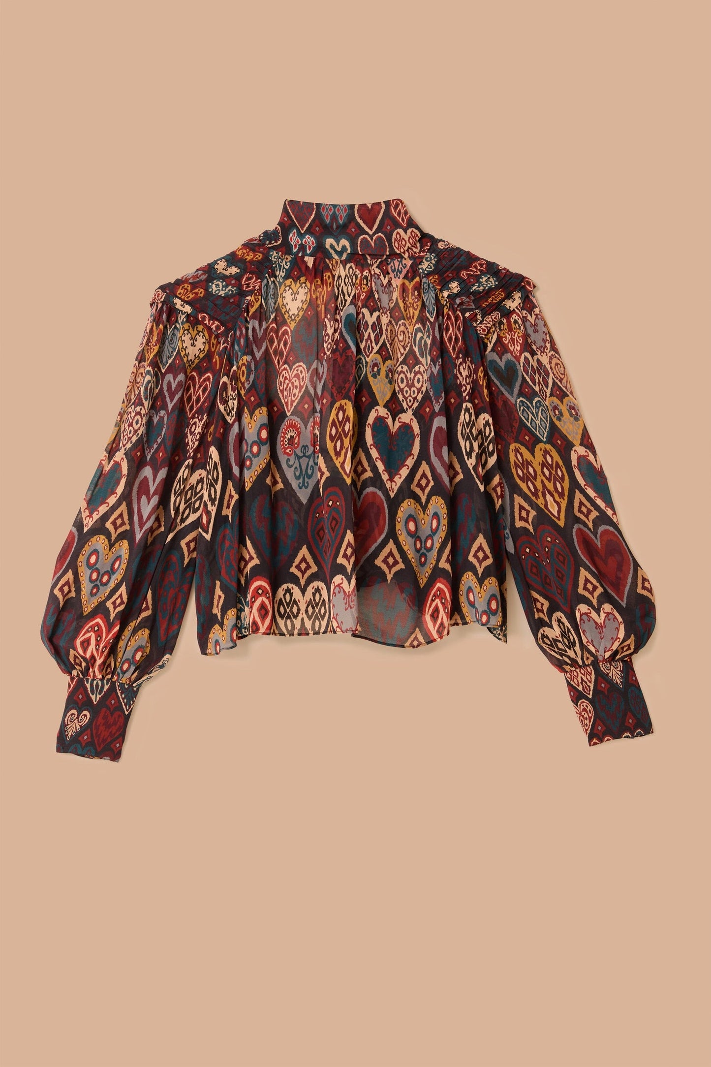 Farm Rio Black Hearts Ikat Blouse