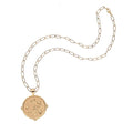 GRACE JW Original Pendant Coin Gold / 18" Drawn Link Chain