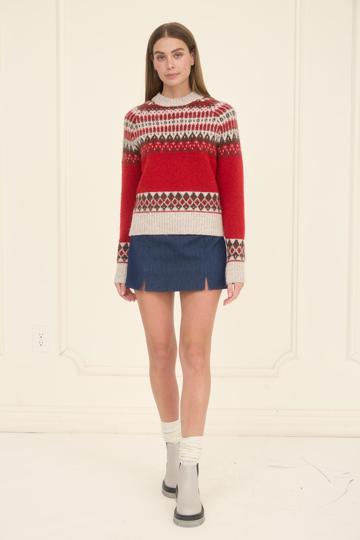 Fair Isle Mock Neck Pullover Sweater