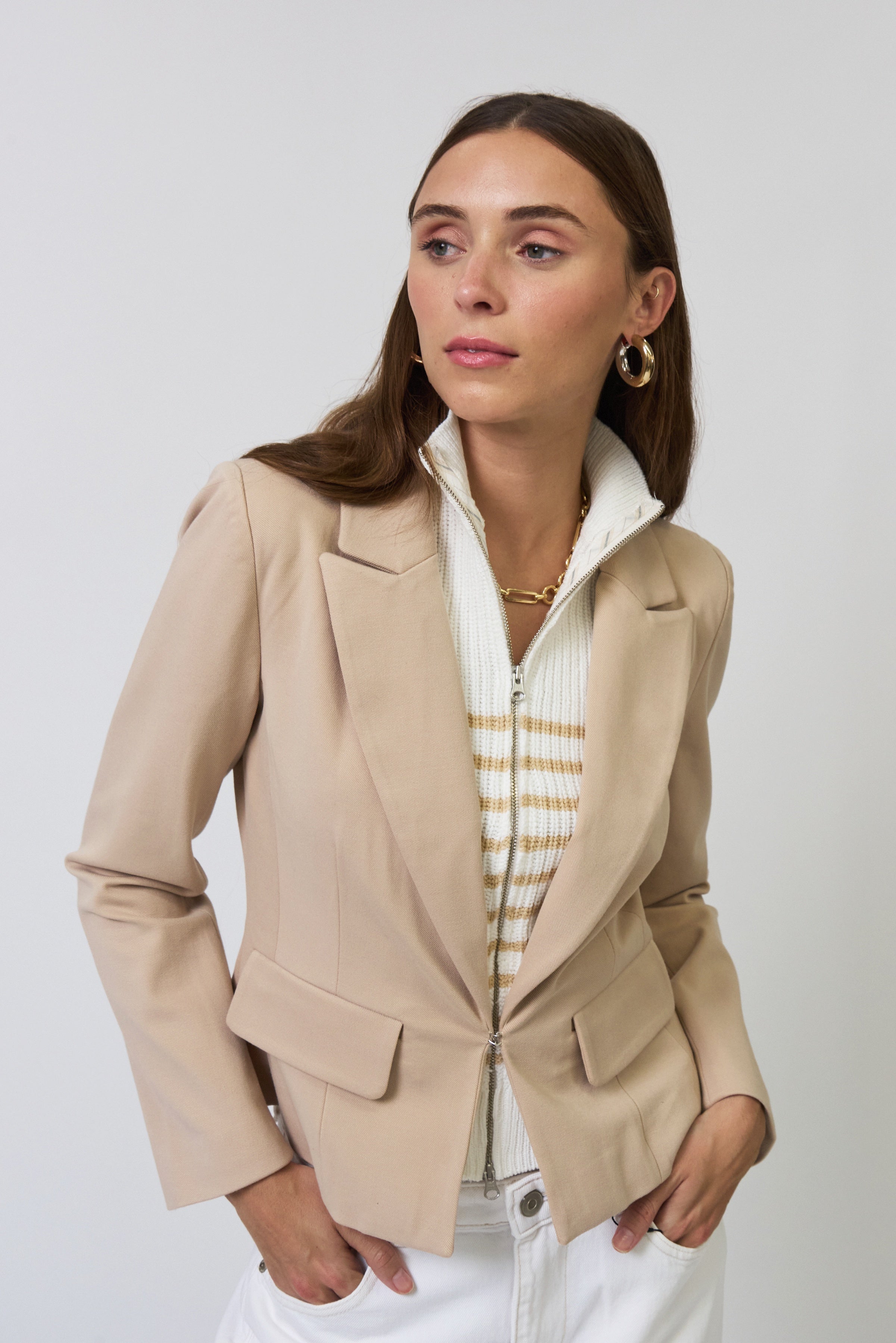 Chloe Nautical Stripe Sweater Dicky Jacket