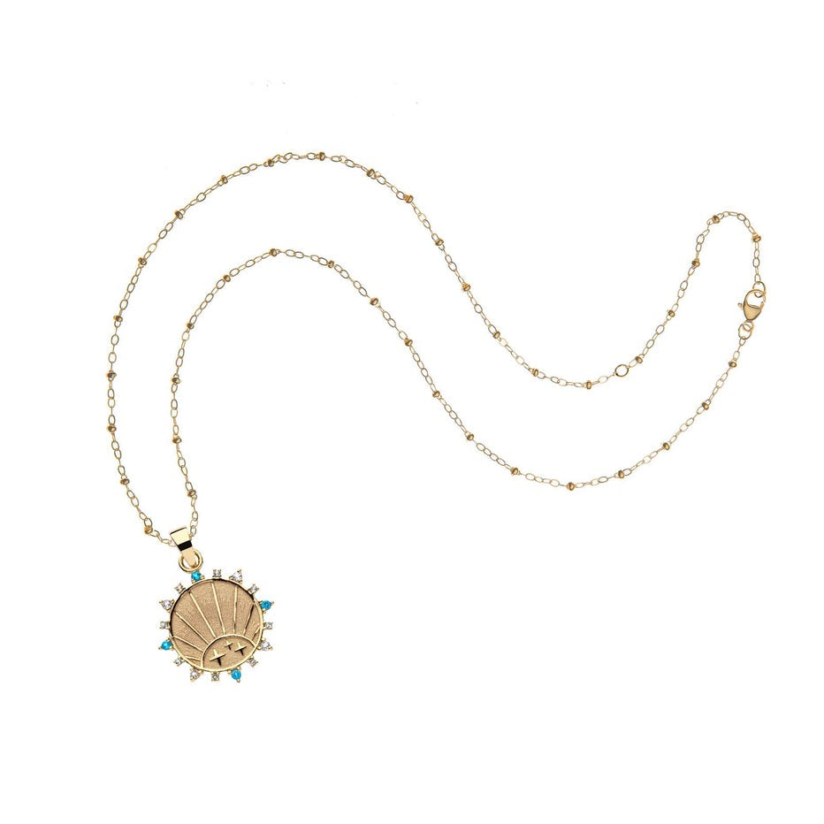 STRONG Petite Embellished Coin (Rising Sun) - 16-18" Satellite Chain