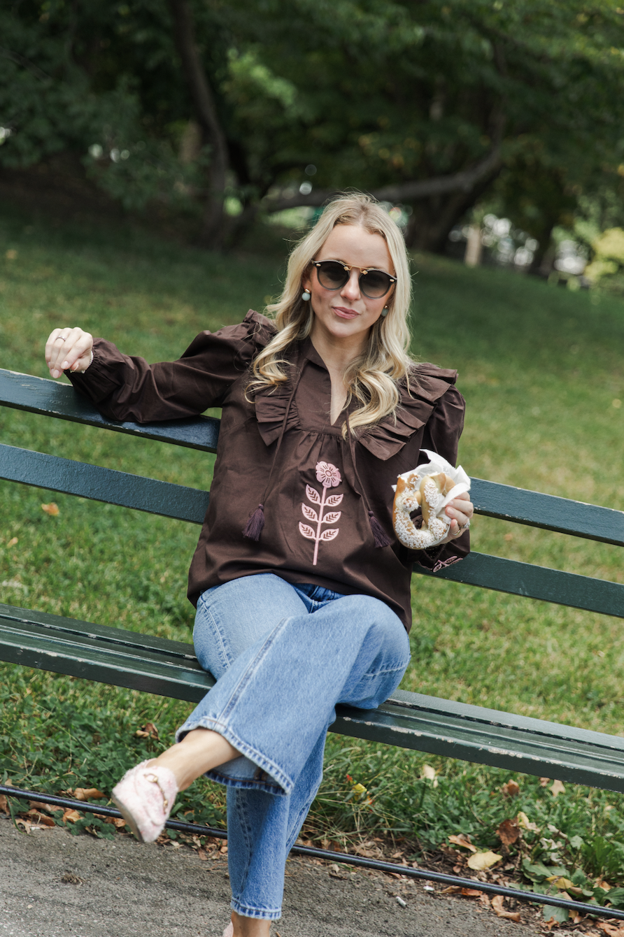 Tassel Front Top with Embroidery