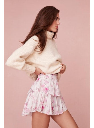 Love Shack Fancy Ruffle Mini Skirt in Warm Pink Cloud