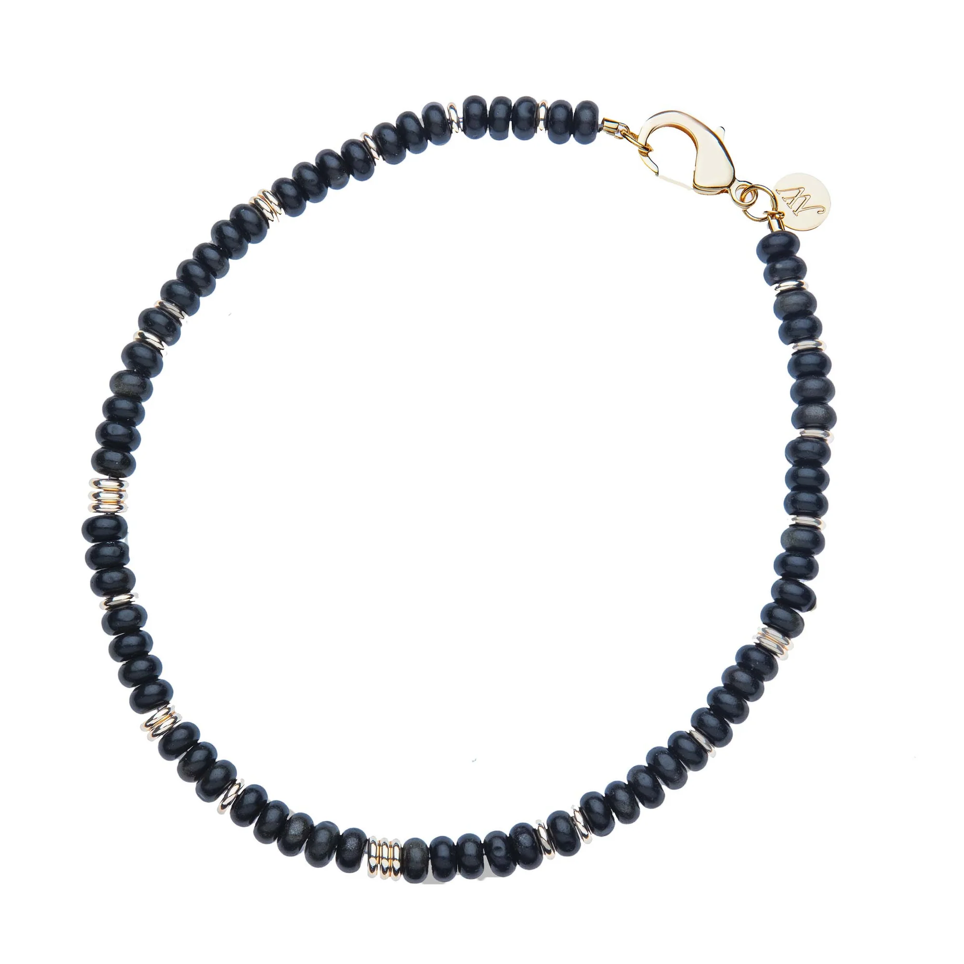 Gumdrop Beaded Necklace / Obsidian