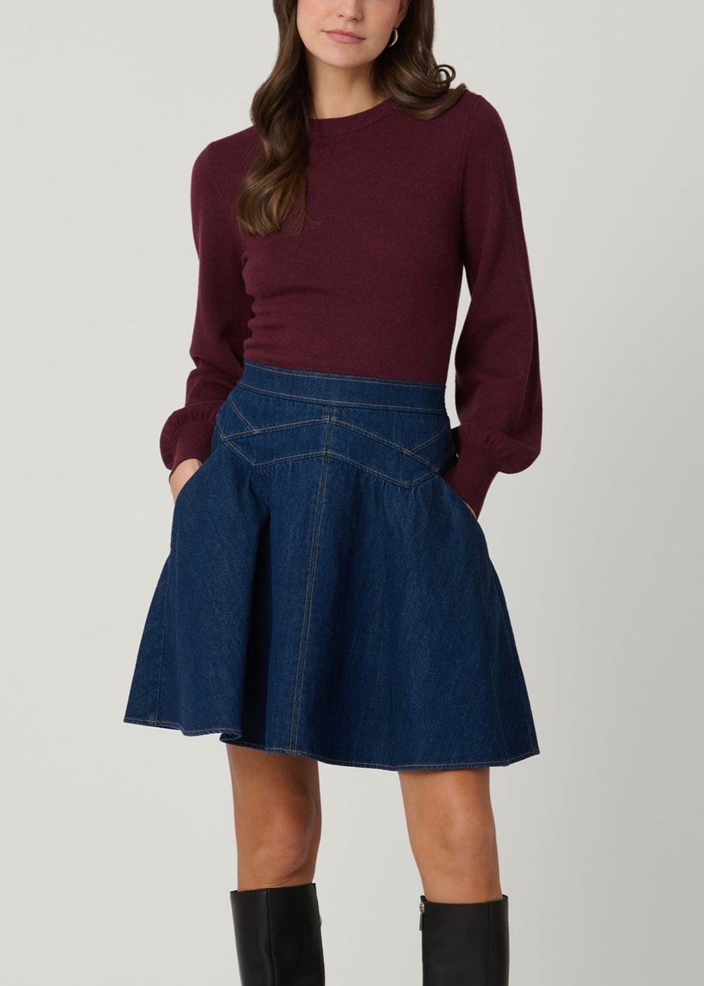Matilda Dress | Burgundy & Dark Denim