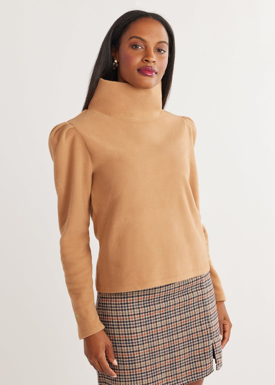 Dudley Stephens Palmer Puff Sleeve Turtleneck - Camel