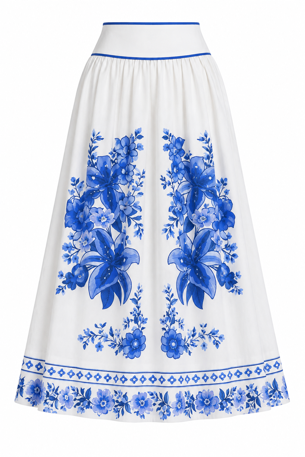 Floral Border Midi Skirt