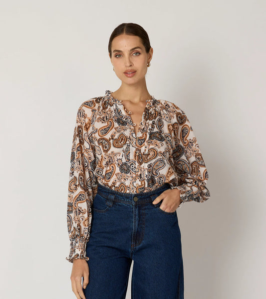 Cleobella Ivy Blouse in Nutmeg Paisley