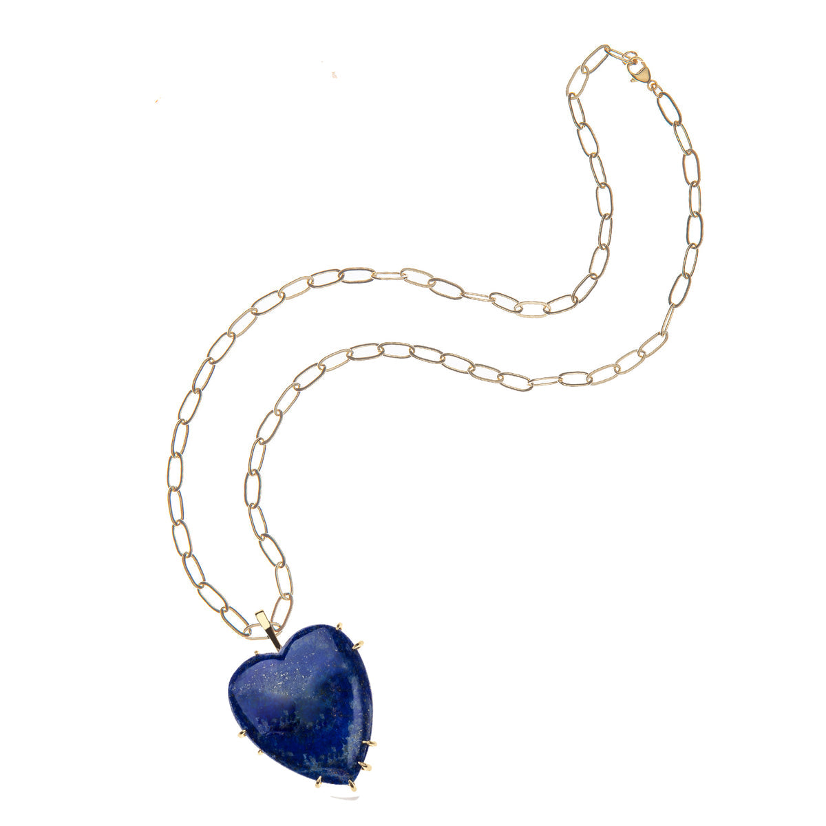LOVE Carry Your Heart Pendant in Lapis 18" Drawn Link Chain