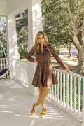 Block Print Long Sleeve Tunic Flare Dress